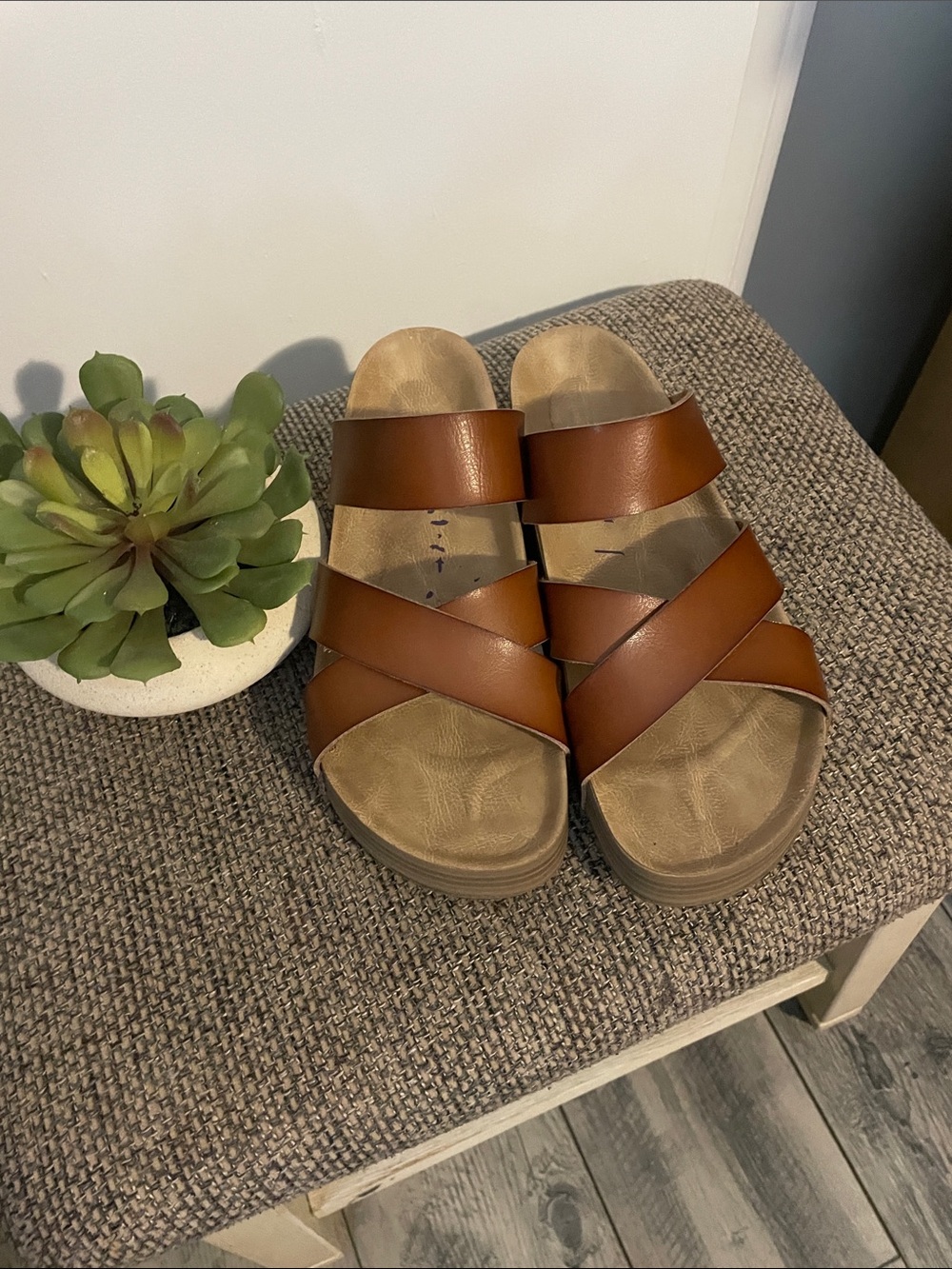 Blowfish Brown Strappy Slide Sandals